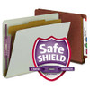 End Tab Pressboard Classification Folders With Safeshield Coated Fasteners, 1 Divider, Letter Size, Red, 10/box
