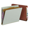 End Tab Pressboard Classification Folders With Safeshield Coated Fasteners, 1 Divider, Letter Size, Red, 10/box