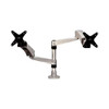 Easy-adjust Desk Dual Arm Mount For 27" Monitors, 360 Deg Rotation, +90/-15 Deg Tilt, 360 Deg Pan, Silver, Supports 20 Lb Easy-adjust Desk Dual Arm Mount For 27" Monitors, 360 Deg Rotation, +90/-15 Deg Tilt, 360 Deg Pan, Silver, Supports 20 Lb