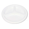 Plastic Dinnerware, Compartment Plates, 9" Dia, White, 125/pack Plastic Dinnerware, Compartment Plates, 9" Dia, White, 125/pack