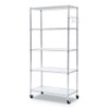5-shelf Wire Shelving Kit With Casters And Shelf Liners, 36w X 18d X 72h, Silver 5-shelf Wire Shelving Kit With Casters And Shelf Liners, 36w X 18d X 72h, Silver