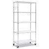 5-shelf Wire Shelving Kit With Casters And Shelf Liners, 36w X 18d X 72h, Silver 5-shelf Wire Shelving Kit With Casters And Shelf Liners, 36w X 18d X 72h, Silver