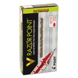 V Razor Point Liquid Ink Porous Point Pen, Stick, Extra-fine 0.5 Mm, Red Ink, Gray Barrel, Dozen