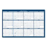 Recycled Poster Style Reversible/erasable Yearly Wall Calendar, 24 X 37, White/blue/gray Sheets, 12-month (jan To Dec): 2024
