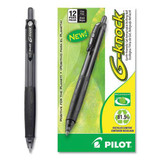 G-knock Begreen Gel Pen, Retractable, Fine 0.7 Mm, Black Ink, Black Barrel, Dozen