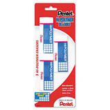 Hi-polymer Eraser, For Pencil Marks, Rectangular Block, Medium, White, 3/pack