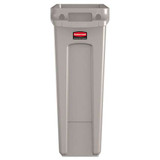 Slim Jim Receptacle With Venting Channels, Rectangular, Plastic, 23 Gal, Beige