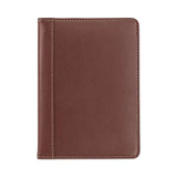 Contrast Stitch Leather Padfolio, 6 1/4w X 8 3/4h, Open Style, Brown