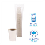 Paper Hot Cups, 12 Oz, White, 20 Cups/sleeve, 50 Sleeves/carton