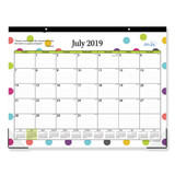 Teacher Dots Academic Desk Pad, 22 X 17, Black Binding, Clear Corners, 12-month (july To June): 2023 To 2024