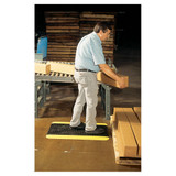 Industrial Deck Plate Anti-fatigue Mat, Vinyl, 24 X 36, Black/yellow Border