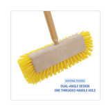 Dual-surface Scrub Brush, Yellow Polypropylene Bristles, 10" Brush, Plastic Handle