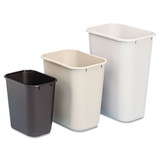 Deskside Plastic Wastebasket, Rectangular, 3.5 Gal, Beige