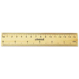 Flat Wood Ruler, Standard/metric, 6" Long