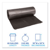 Low-density Waste Can Liners, 60 Gal, 0.65 Mil, 38" X 58", Black, 100/carton