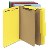 Deluxe Six-section Colored Pressboard End Tab Classification Folders, 2 Dividers, Letter Size, Green, 10/box