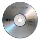 Cd-r Recordable Disc, 700 Mb/80 Min, 52x, Slim Jewel Case, Silver, 10/pack