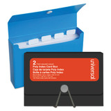Poly Index Card Box, Holds 100 4 X 6 Cards, 4 X 1.33 X 6, Plastic, Black/blue, 2/pack