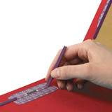 End Tab Pressboard Classification Folders With Safeshield Fasteners, 2 Dividers, Letter Size, Bright Red, 10/box