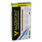 V Razor Point Liquid Ink Porous Point Pen, Stick, Extra-fine 0.5 Mm, Blue Ink, Gray Barrel, Dozen