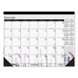 Recycled Desk Pad Calendar, Wild Flowers Artwork, 22 X 17, White Sheets, Black Binding/corners,12-month (jan-dec): 2025