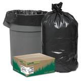 Linear Low Density Recycled Can Liners, 60 Gal, 2 Mil, 38" X 58", Black, 100/carton