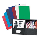 Twin-pocket Folder, Embossed Leather Grain Paper, 0.5" Capacity, 11 X 8.5, Assorted Colors, 25/box