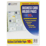 Business Card Binder Pages, Holds 20 Cards, 8 1/8 X 11 1/4, Clear, 10/pack