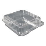 Plastic Clear Hinged Containers, 50 Oz, 8.88 X 8 X 3, Clear, 250/carton