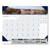 Earthscapes Recycled Monthly Desk Pad Calendar, Mountains Of The World Photos, 22 X 17, Black Corners,12-month(jan-dec): 2024