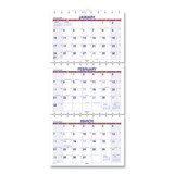Move-a-page Three-month Wall Calendar, 12 X 27, White/red/blue Sheets, 15-month: Dec 2025 To Feb 2027