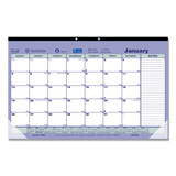 Monthly Desk Pad Calendar, 17.75 X 10.88, White/blue/green Sheets, Black Binding, Clear Corners, 12-month (jan To Dec): 2026