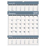 Bar Harbor Recycled Wirebound 3-months-per-page Wall Calendar, 15.5 X 22, White/blue/gray Sheets, 14-month(dec-jan):2021-2023