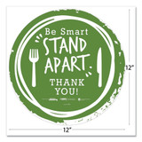 Besafe Messaging Floor Decals, Be Smart Stand Apart; Knife/fork; Thank You, 12" Dia., Green/white, 6/carton