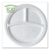 Vanguard Renewable And Compostable Sugarcane Plates, 10" Dia, White, 500/carton