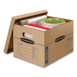 Smoothmove Classic Moving/storage Boxes, Small, Half Slotted Container (hsc), 15" X 12" X 10", Brown Kraft/blue, 15/carton