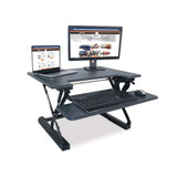 High Rise Height Adjustable Standing Desk With Keyboard Tray, 31" X 31.25" X 5.25" To 20", Gray/black