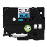 Tze Standard Adhesive Laminated Labeling Tape, 1.4" X 26.2 Ft, Black On Blue