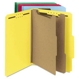 Deluxe Six-section Colored Pressboard End Tab Classification Folders, 2 Dividers, Letter Size, Yellow, 10/box