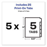 Customizable Print-on Dividers, 5-tab, Letter, 5 Sets