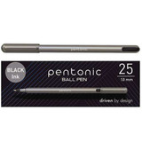 Pentonic Ballpoint Pen, Stick, Medium 1 Mm, Black Ink, Charcoal Gray Barrel, 25/pack