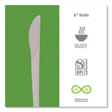 Plantware Compostable Cutlery, Knife, Plastic, White, 1,000/carton
