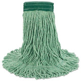 Super Loop Wet Mop Head, Cotton/synthetic Fiber, 5" Headband, Medium Size, Green, 12/carton