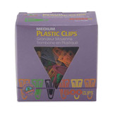 Plastic Paper Clips, Medium (no. 4), Assorted Colors, 500/box