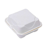 Renewable And Compostable Sugarcane Clamshells, 6 X 6 X 3, White, 50/pack, 10 Packs/carton