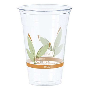 Bare Eco-forward Rpet Cold Cups 20 Oz, Leaf Design, Clear, 50/pack, 12 Packs/carton