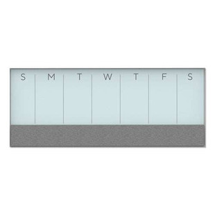 3n1 Magnetic Glass Dry Erase Combo Board, 35 X 14.25, Week View, White Surface And Frame