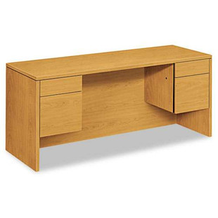 10500 Series Kneespace Credenza With 3/4-height Pedestals, 60w X 24d, Harvest