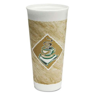 Cafe G Foam Hot/cold Cups, 24 Oz, Brown/green/white, 20/bag, 25 Bags/carton