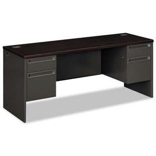 38000 Series Kneespace Credenza, 72w X 24d X 29.5h, Mahogany/charcoal